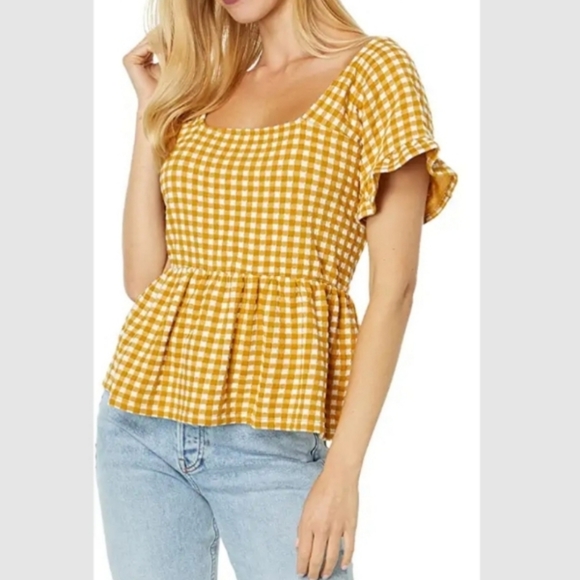 Madewell Tops - Madewell Gingham Mustard Top
